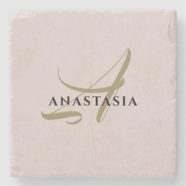 Monogram minimalistisk pastellpastellisering  rosa stenunderlägg