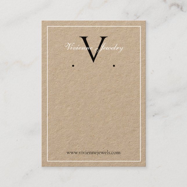 Monogram Minimalistisk Smycken Örhängen Visningsko Visitkort (Framsida)