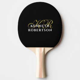 Monogram minimalistisk svart guld vit stilfull män pingisracket