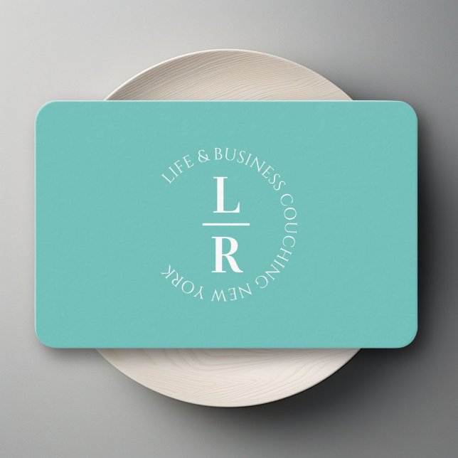 Monogram, minimalistisk turkoverksamhet visitkort (Monogram, minimalist turquoise business business card)