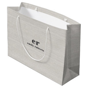 Monogram Minimalistisk Vit Jute Grå Typografi