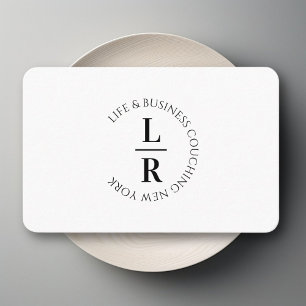 monogram, minimalistisk vit svartvit affärsverksam visitkort
