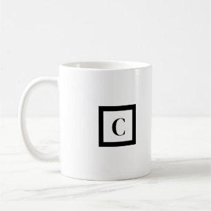 Monogram minimalistiskt Brev C Black & White Kaffemugg