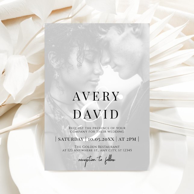 Monogram - minimalistiskt Modern Bröllop-foto Inbjudningar (Skapare uppladdad)