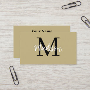 Monogram - minimalistiskt, modern svart och tan visitkort