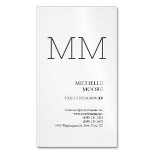 Monogram - minimalistiskt modernt slättvint magnetiska visitkort