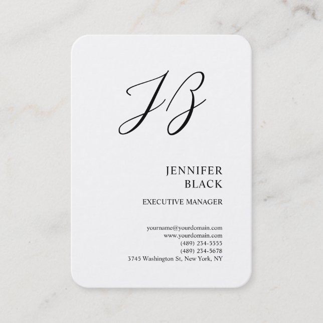 Monogram - minimalistiskt modernt slättvint visitkort (Framsida)