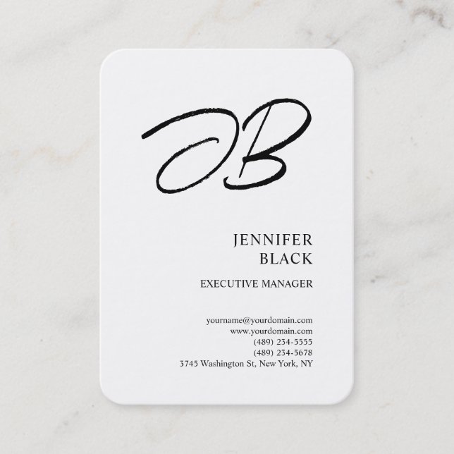 Monogram - minimalistiskt modernt slättvint visitkort (Framsida)