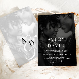 Monogram, minimalistiskt, svart foto av modern Brö Inbjudningar