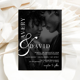 Monogram, minimalistiskt, svart foto av modern Brö Inbjudningar