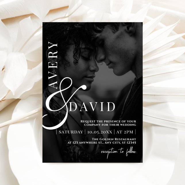 Monogram, minimalistiskt, svart foto av modern Brö Inbjudningar (Skapare uppladdad)