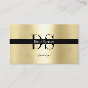 monogram, minimalistiskt svart guld b visitkort