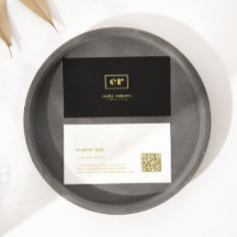 Monogram minimalistiskt svart Linen Guld-typografi