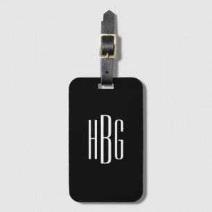Monogram minimalistiskt svart, vitt, initialt mode bagagebricka