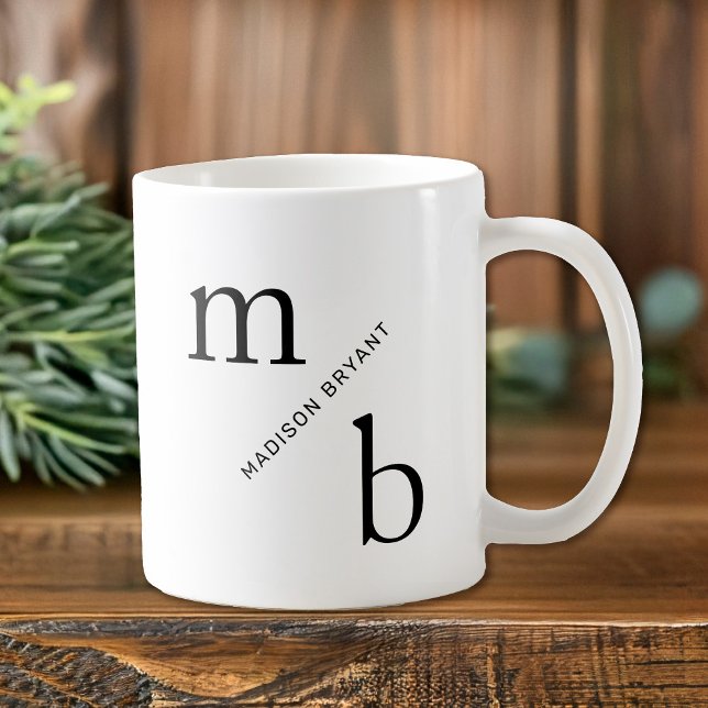 Monogram - minimalt enkelt Mugg (Introducing the Monogram Coffee Mug - a personalized daily companion that transforms your morning)
