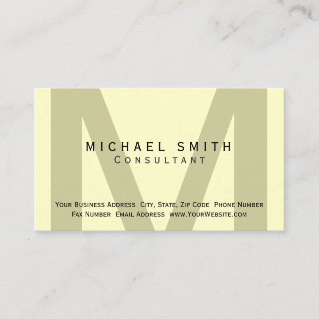 Monogram, minimalt konsultativt Affärskort Visitkort (Framsida)