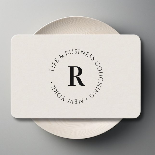Monogram, Minsta Beige Visitkort (Monogram, Minimum Beige Business Card)