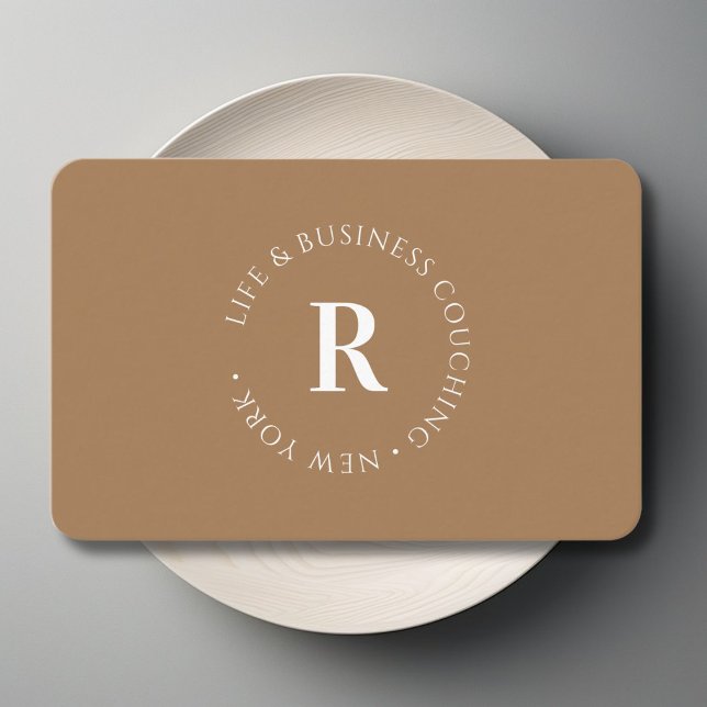 Monogram, minsta brun visitkort (Monogram, Minimum Brown Business Card)