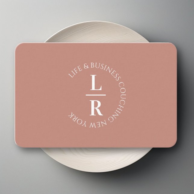 Monogram, minsta lilla rosbruna affärsverksamhet visitkort (Monogram, minimalistic red brown business business card)