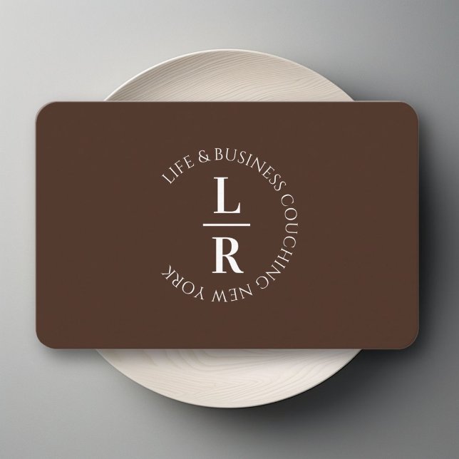 monogram, minsta möjliga bruna mörk-verksamhet visitkort (monogram, minimalistic dark brown business business card)