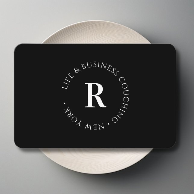 Monogram, minsta svart visitkort (Monogram, Minimum Black and White Business Card)
