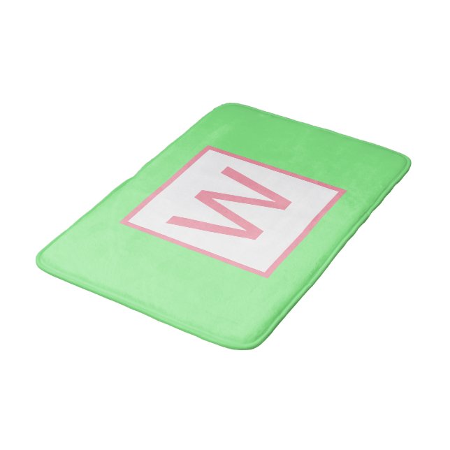 Monogram Mint Grön Pastell Rosa Badrumsmatta (Vinklad)