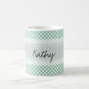 Monogram Mint Grönt Cute Chic Polka Dot Mönster Kaffemugg