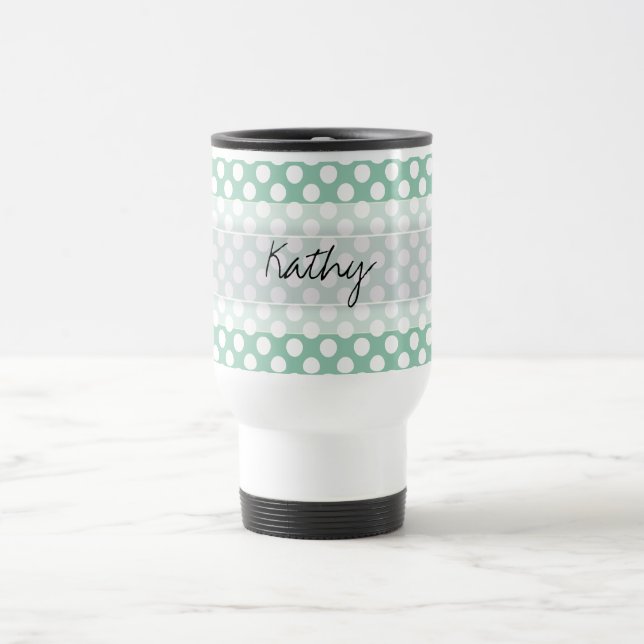 Monogram Mint Grönt Cute Chic Polka Dot Mönster Resemugg (Center)