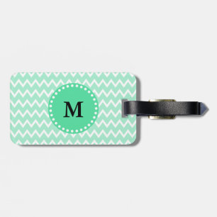 Monogram Mint Grönt och White Chevron Mönster Bagagebricka
