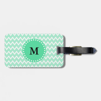 Monogram Mint Grönt och White Chevron Mönster Bagagebricka