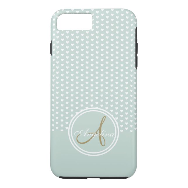 Monogram Mint Hearts Case-Mate iPhone Skal (Baksida)