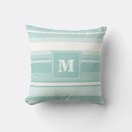 Monogram mintgröna ränder kudde