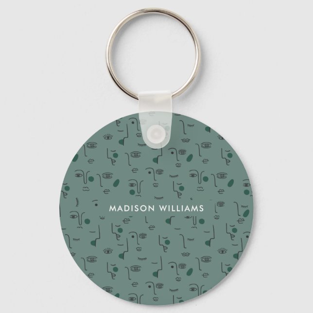 Monogram Moder Modern Minimalist Keychain Nyckelring (Framsida)