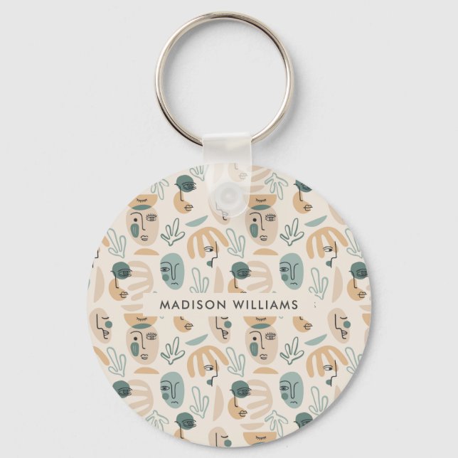 Monogram Moder Modern Minimalist Keychain Nyckelring (Framsida)