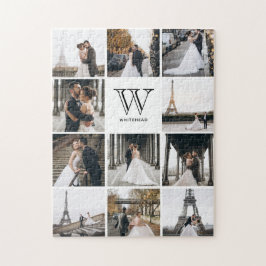 Monogram Modern 9 Photo Collage White Pussel