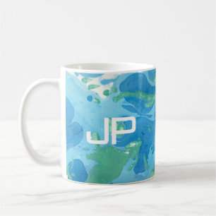 Monogram Modern Abstrakt Art Blue-mall Kaffemugg