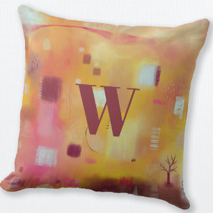 Monogram Modern Abstrakt Gult Kudde