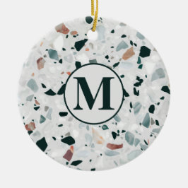 Monogram Modern Abstrakt Terrazzo Mönster Julgransprydnad Keramik