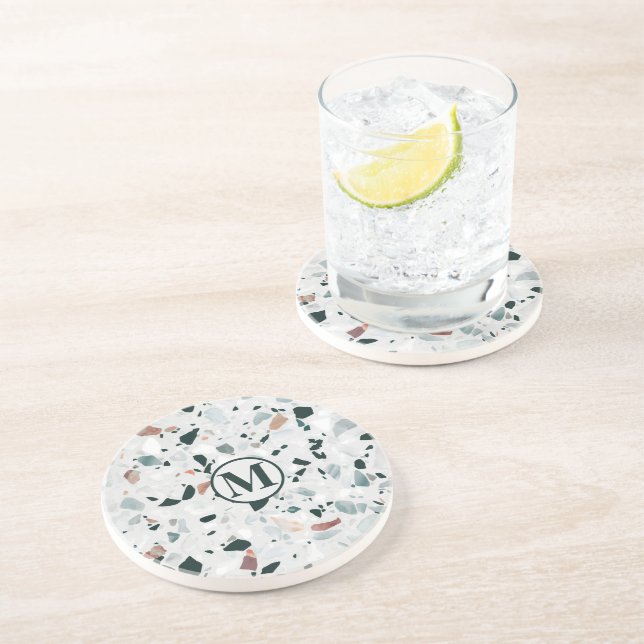 Monogram Modern Abstrakt Terrazzo Mönster Underlägg (Sidan)
