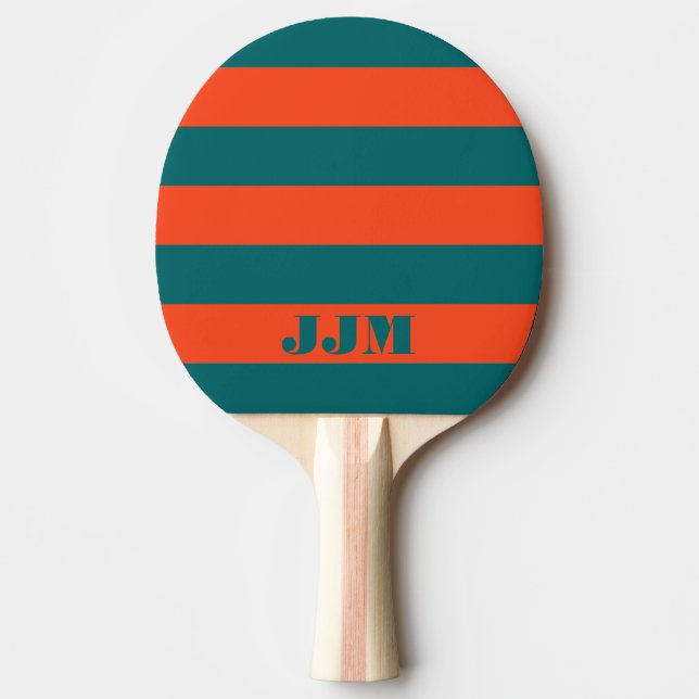 Monogram Modern Aqua Blå, Orange Korallrand Pingisracket (Framsidan)