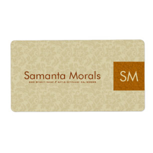 Monogram Modern Beige och Brown Damasker 2 Fraktsedel
