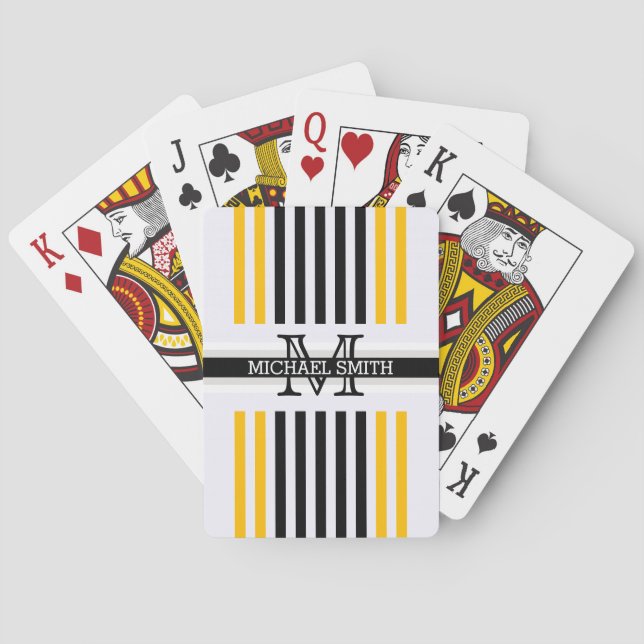 Monogram Modern Black Amber Rand Mönster Casinokort (Baksidan)