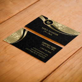Monogram Modern Black & Guld Dynamic Linjer Busine Visitkort