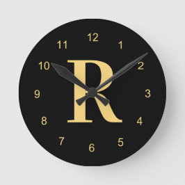 Monogram Modern Black Guld Rund Klocka