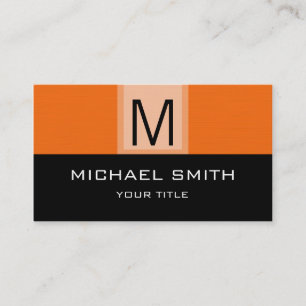 Monogram Modern Black & Orange - bakgrund Visitkort