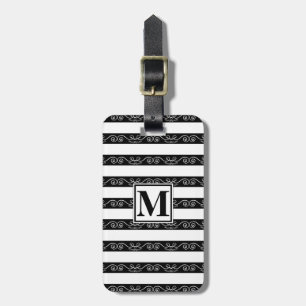 Monogram modern Black White-randig Bagagebricka