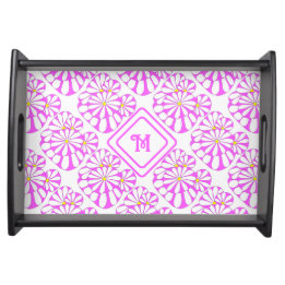 Monogram Modern Blommönster för Rosa | Frukostbricka