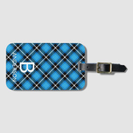 Monogram Modern Blue Black Play Mönster | Tartan Bagagebricka