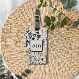Monogram Modern Blue-Blommigt Bagagebricka