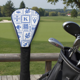 Monogram Modern Blue White Abstrakt Mönster